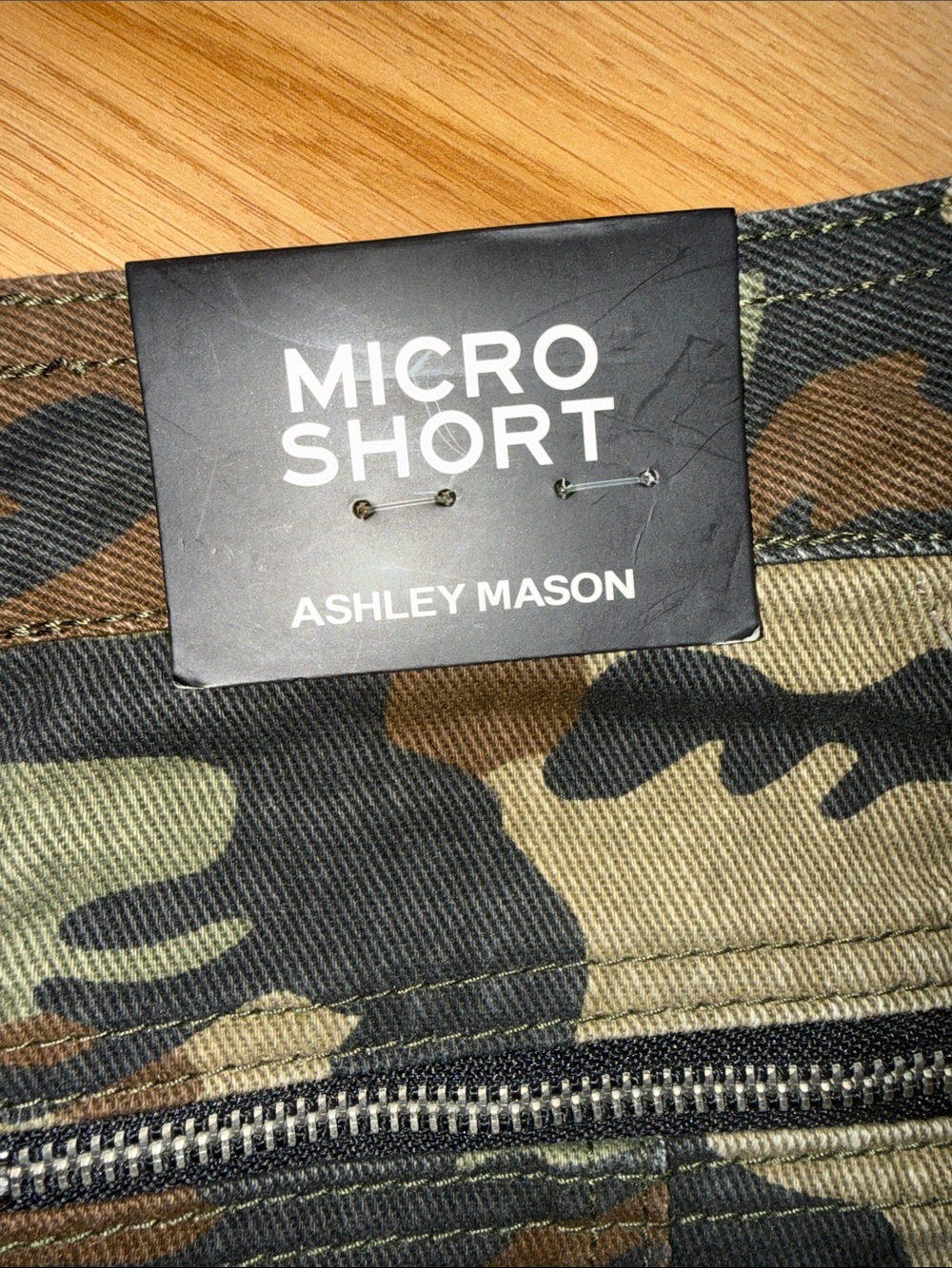 NWT Ashely Mason Camo Micro Shorts Olive Green Camouflage Size 0 - Picture 4 of 5